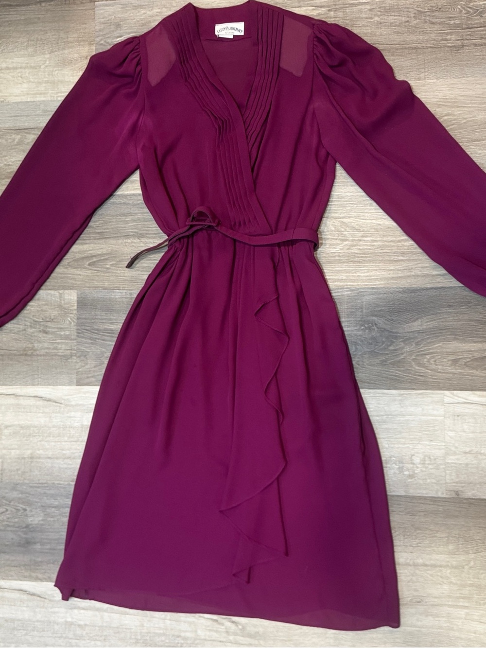 Vintage Lizzy & Johnny by Lucero Women's Magenta Faux Wrap Midi Dress